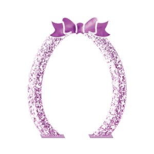 An image of our Purple Egg Bow Arch that is complemented with twinkling LEDs, perfect for spring decor.