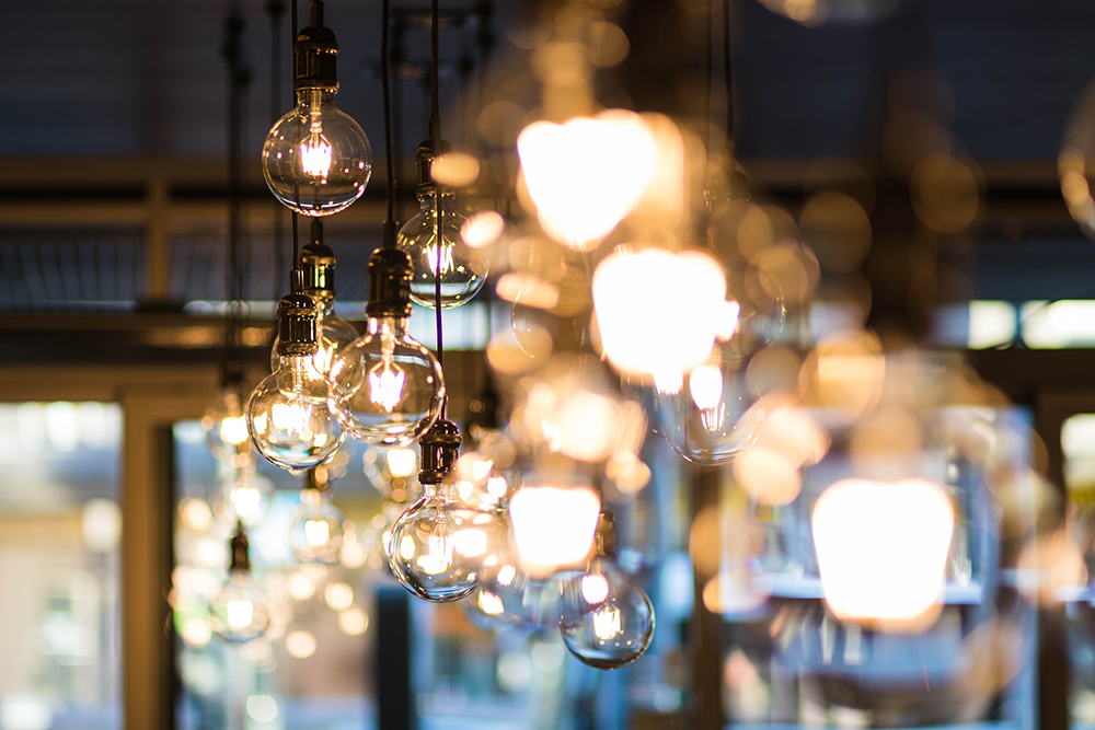 A photograph of Romantic lighting, featuring Festoon lights.